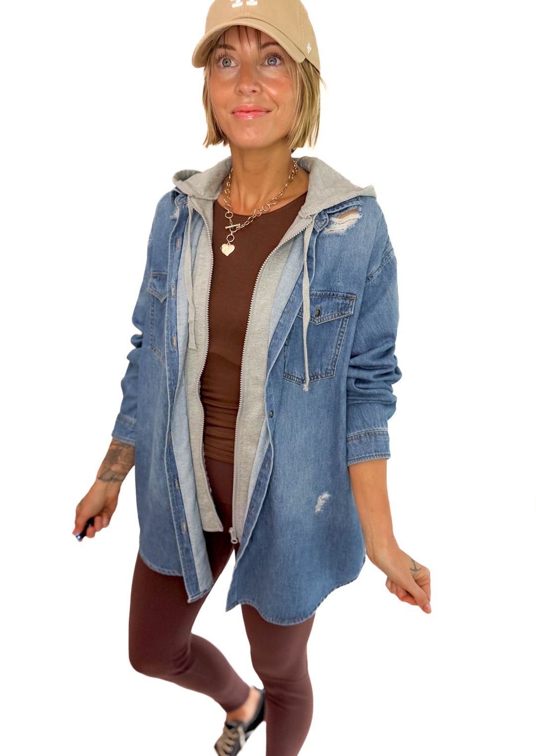 RISEN Girlfriend Hoodie Jean Jacket- MEDIUM WASH **PRE-ORDER MARCH 15th**