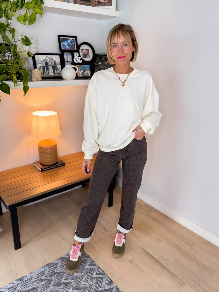 Madison Washed Cotton Pullover- CREAM