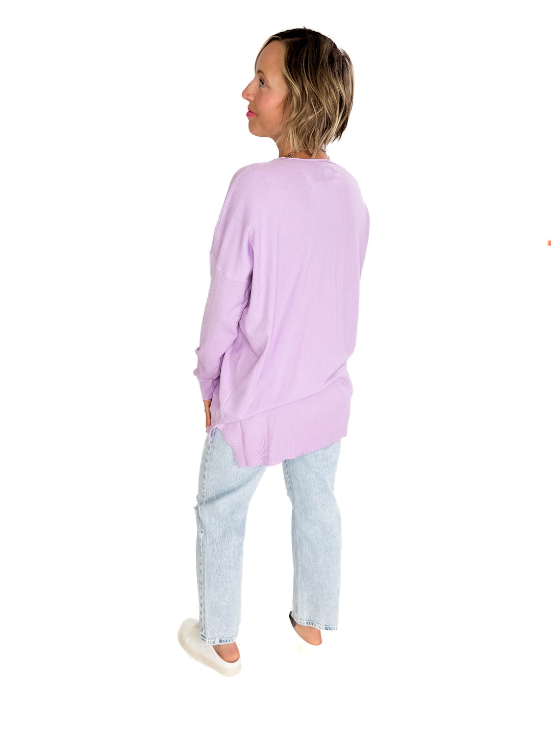 Claudia V-Neck Sweater- LOTUS PURPLE