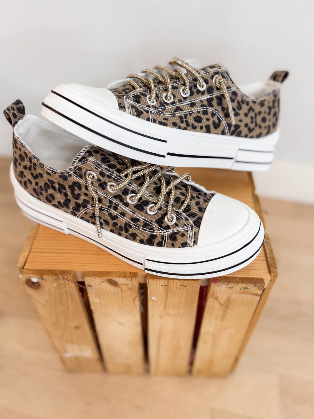 Amanda Gold Lace Sneaker- LEOPARD
