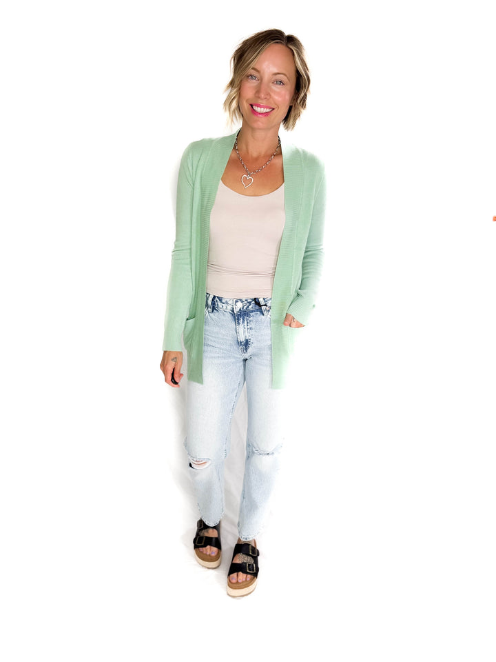 Jolene Knit Open Front Cardigan- COOL MINT