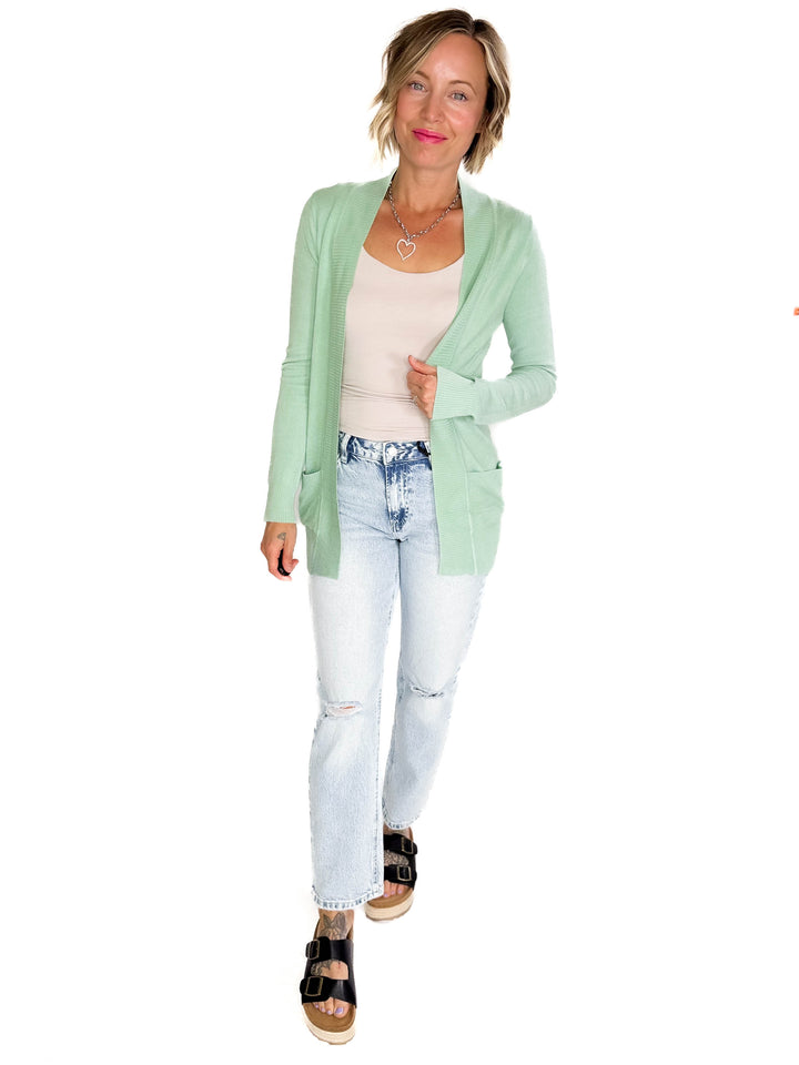 Jolene Knit Open Front Cardigan- COOL MINT