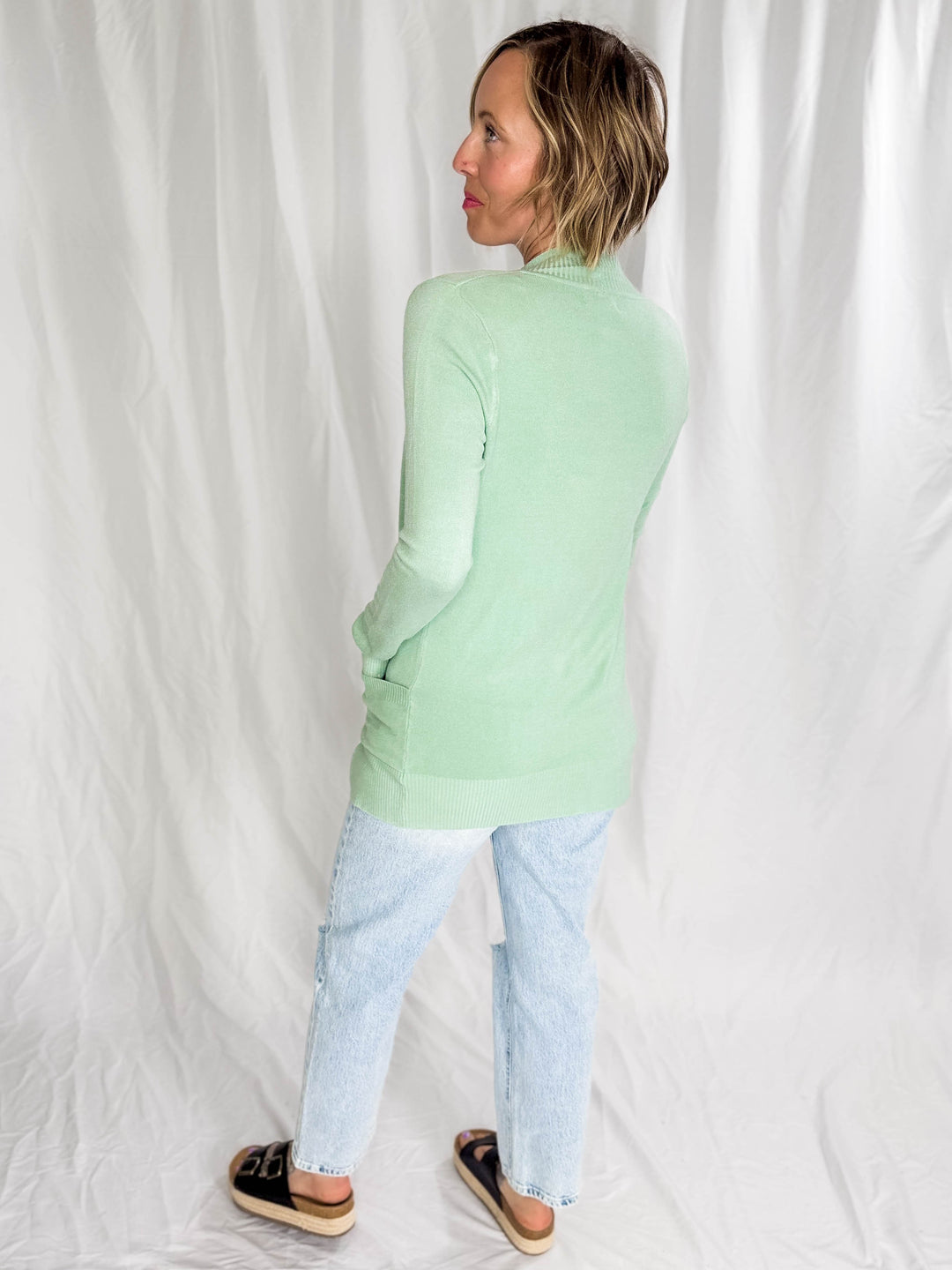 Jolene Knit Open Front Cardigan- COOL MINT
