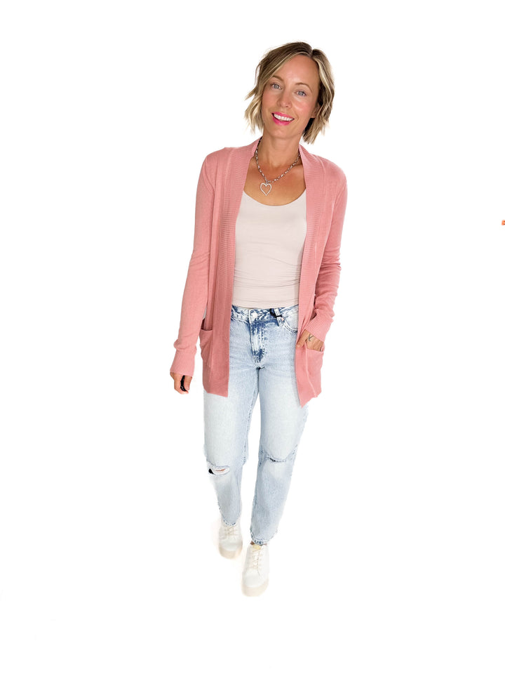 Jolene Knit Open Front Cardigan- BLUSH