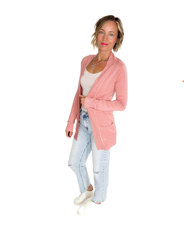 Jolene Knit Open Front Cardigan- BLUSH