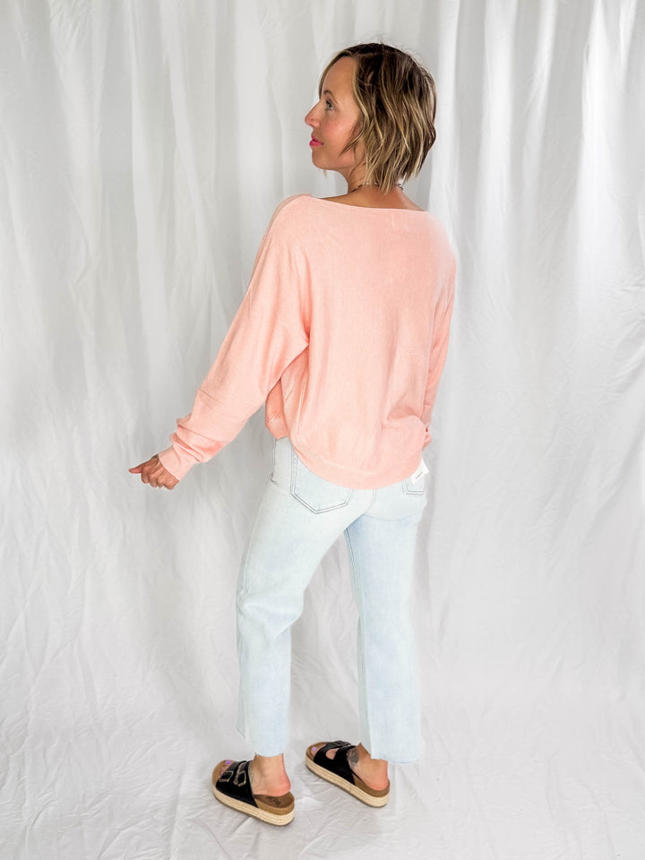 Maggie Knit Sweater- HEATHER SOFT CORAL