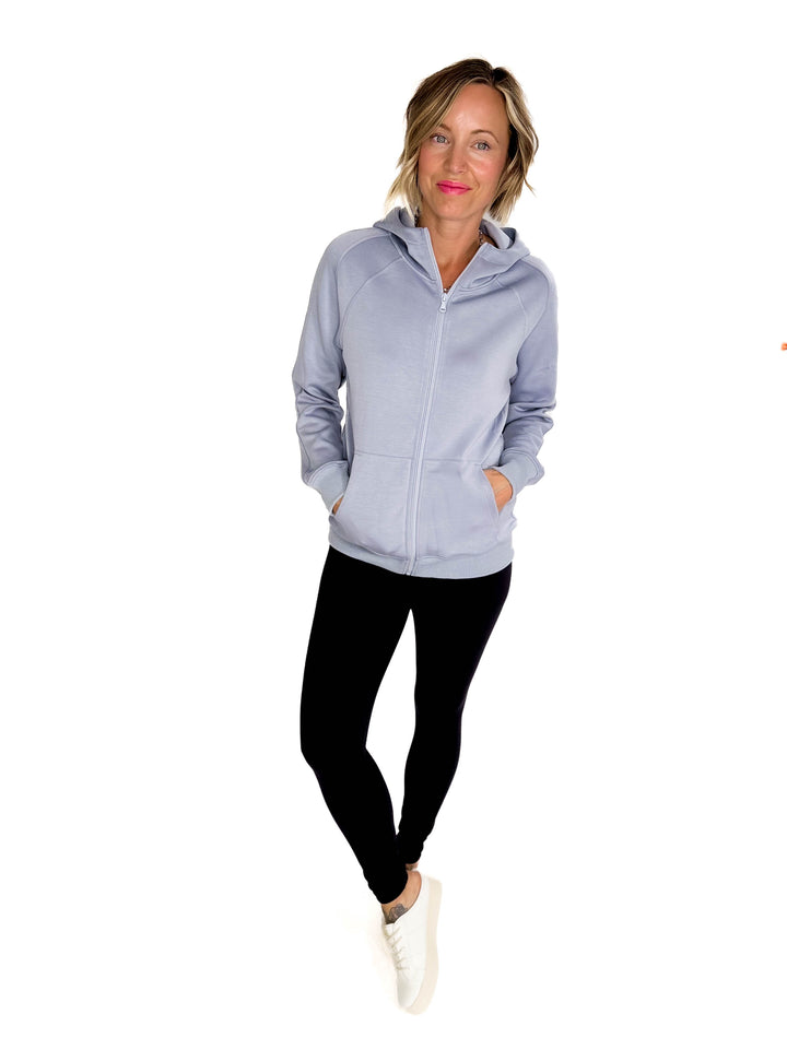 MICHELLE MAE Darcee Scuba Full Zip- DUSTY BLUE