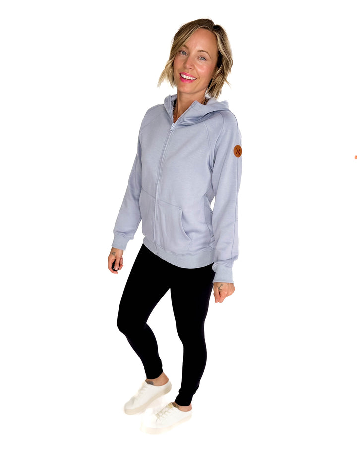 MICHELLE MAE Darcee Scuba Full Zip- DUSTY BLUE