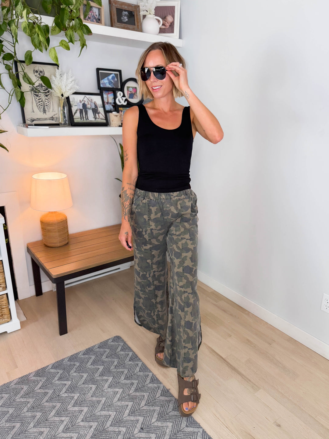 Vivian Cotton Tulip Washed Camo Relaxed Fit Jean- CAMO
