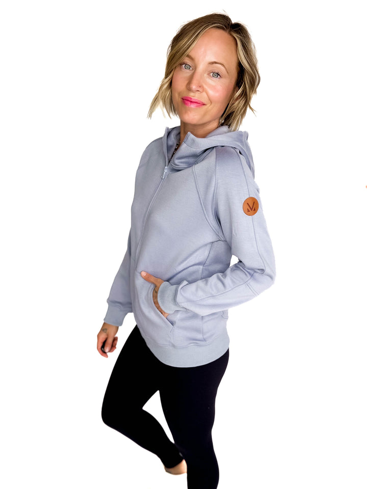 MICHELLE MAE Darcee Scuba Full Zip- DUSTY BLUE