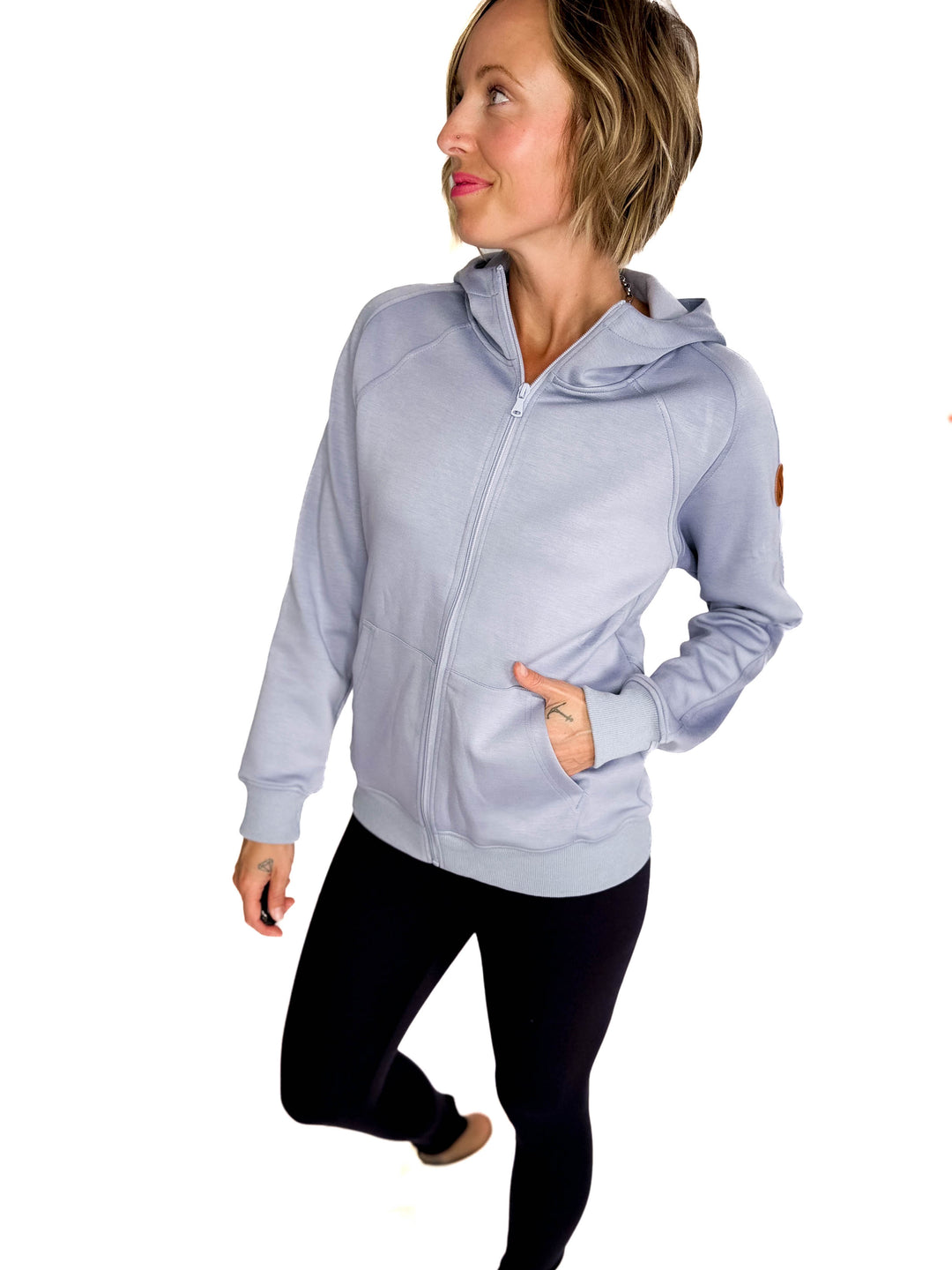 MICHELLE MAE Darcee Scuba Full Zip- DUSTY BLUE