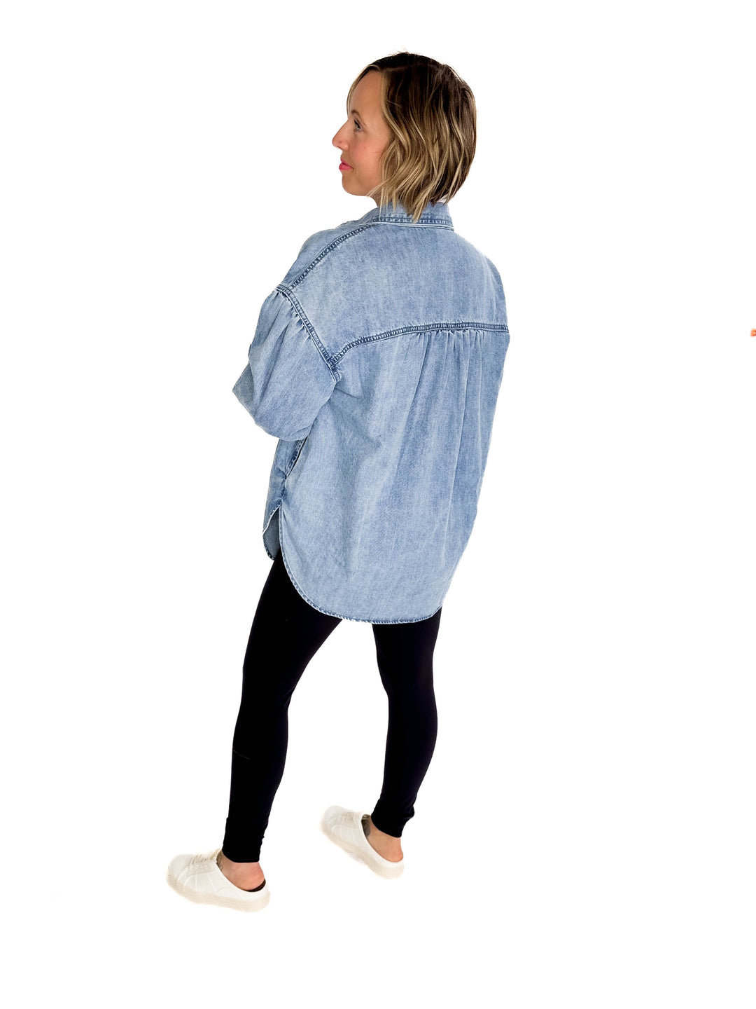 Heart Throb Denim Shacket- MEDIUM WASH