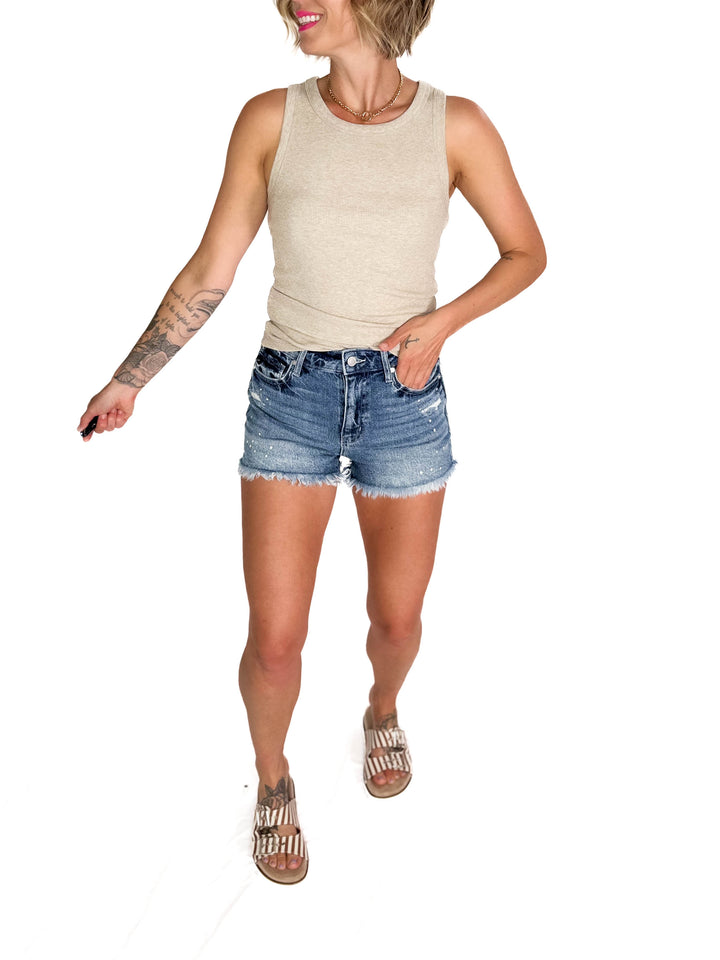 KANCAN Ashley High Rise Denim Shorts- MEDIUM WASH-FINAL SALE