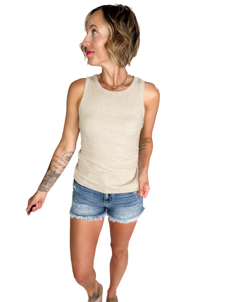 KANCAN Ashley High Rise Denim Shorts- MEDIUM WASH-FINAL SALE