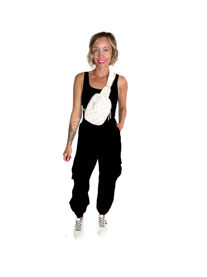 All Set Scuba Cargo Jumpsuit- BLACK