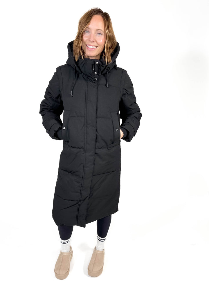 VERO MODA Cedar 2-in-1 Puffer Coat/Vest- BLACK