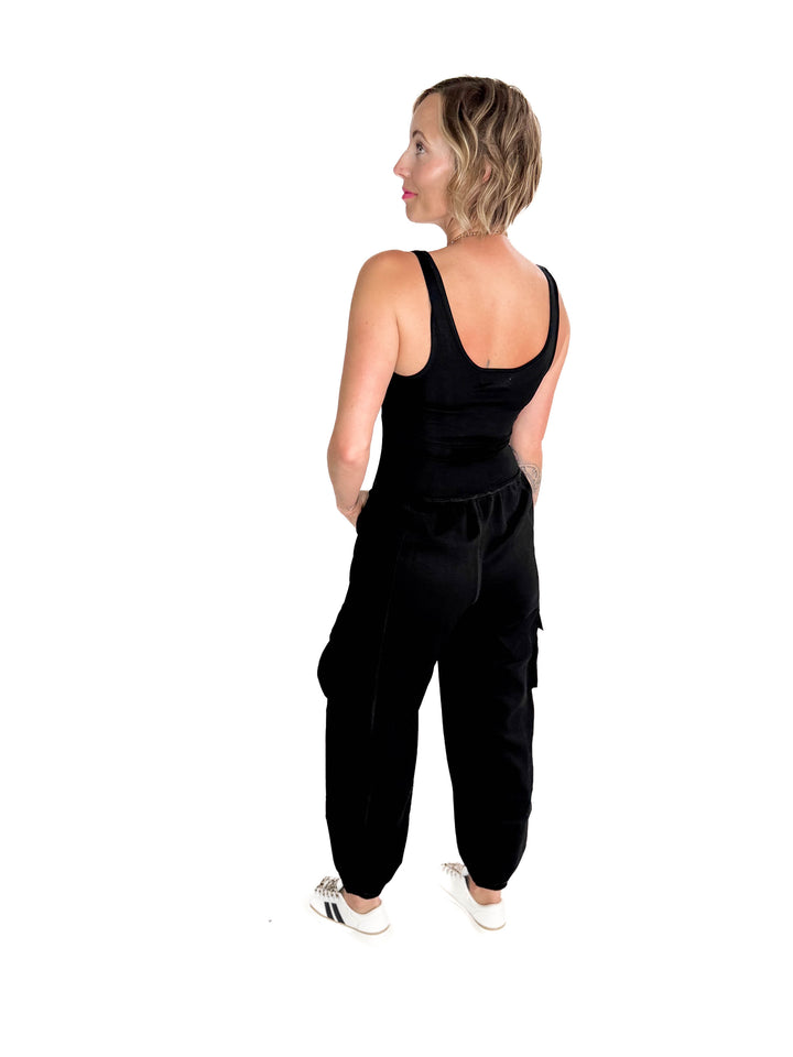 All Set Scuba Cargo Jumpsuit- BLACK