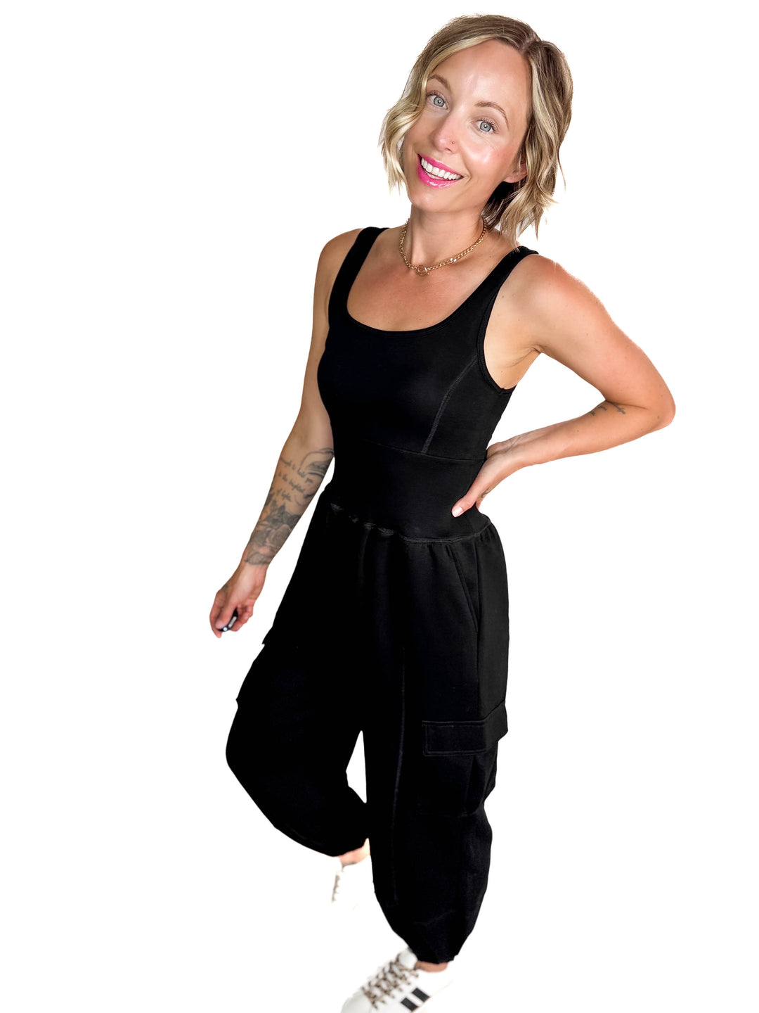 All Set Scuba Cargo Jumpsuit- BLACK