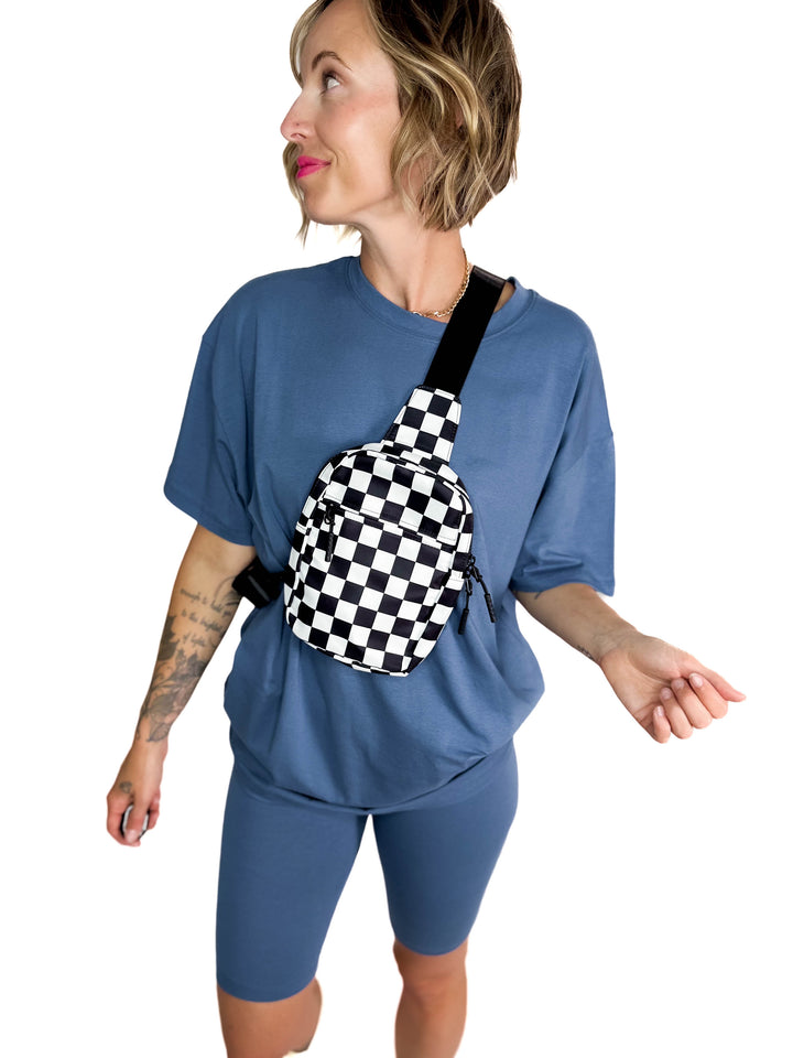 Tanner Checker Sling Bag- BLACK
