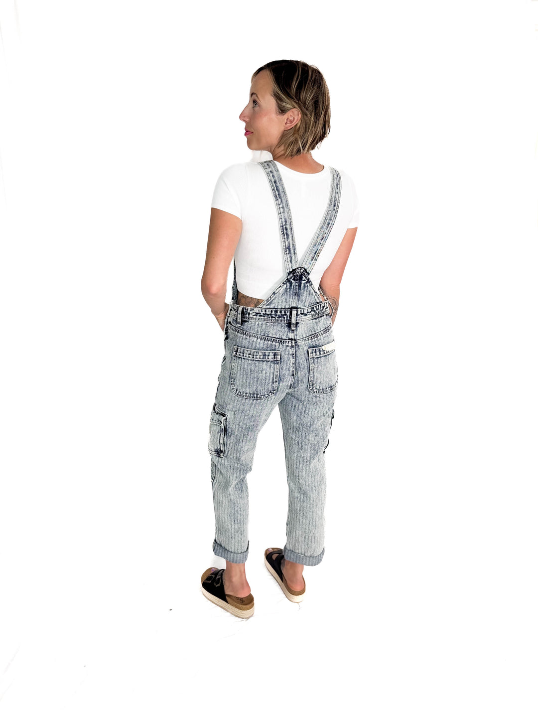 RISEN Emery Ankle Straight Utility Overalls- MEDIUM WASH