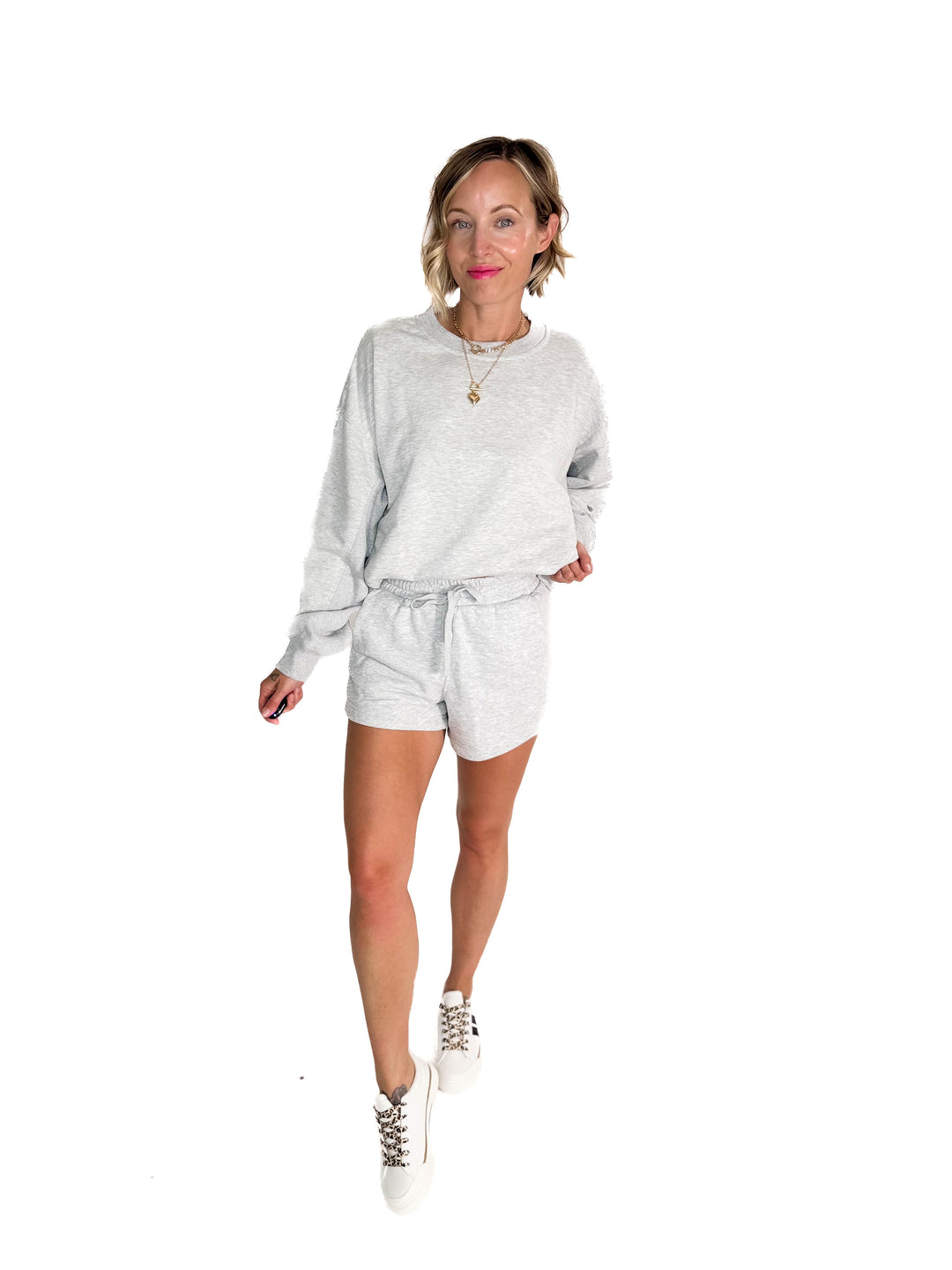 Karla French Terry Basic Shorts- HEATHER GREY-FINAL SALE