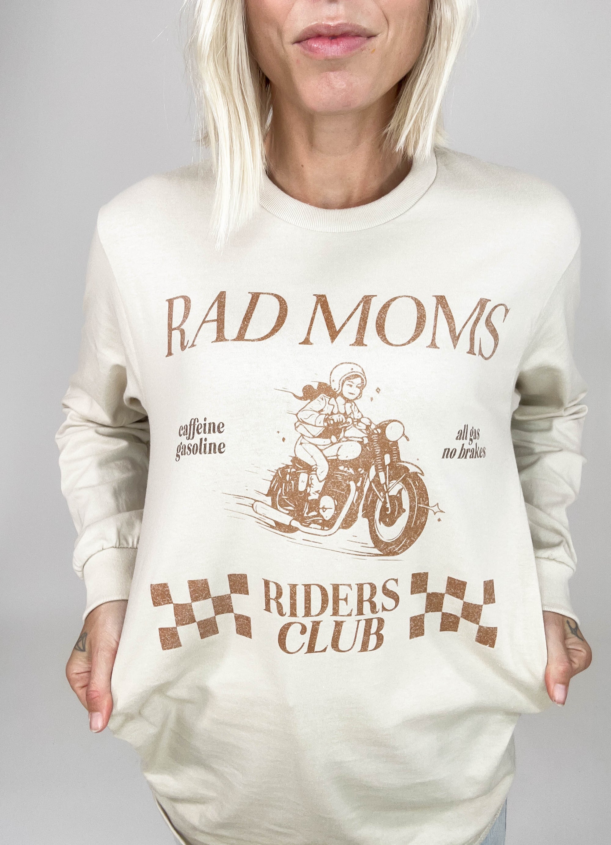 Rad Moms Riders Club Long Sleeve- SAND