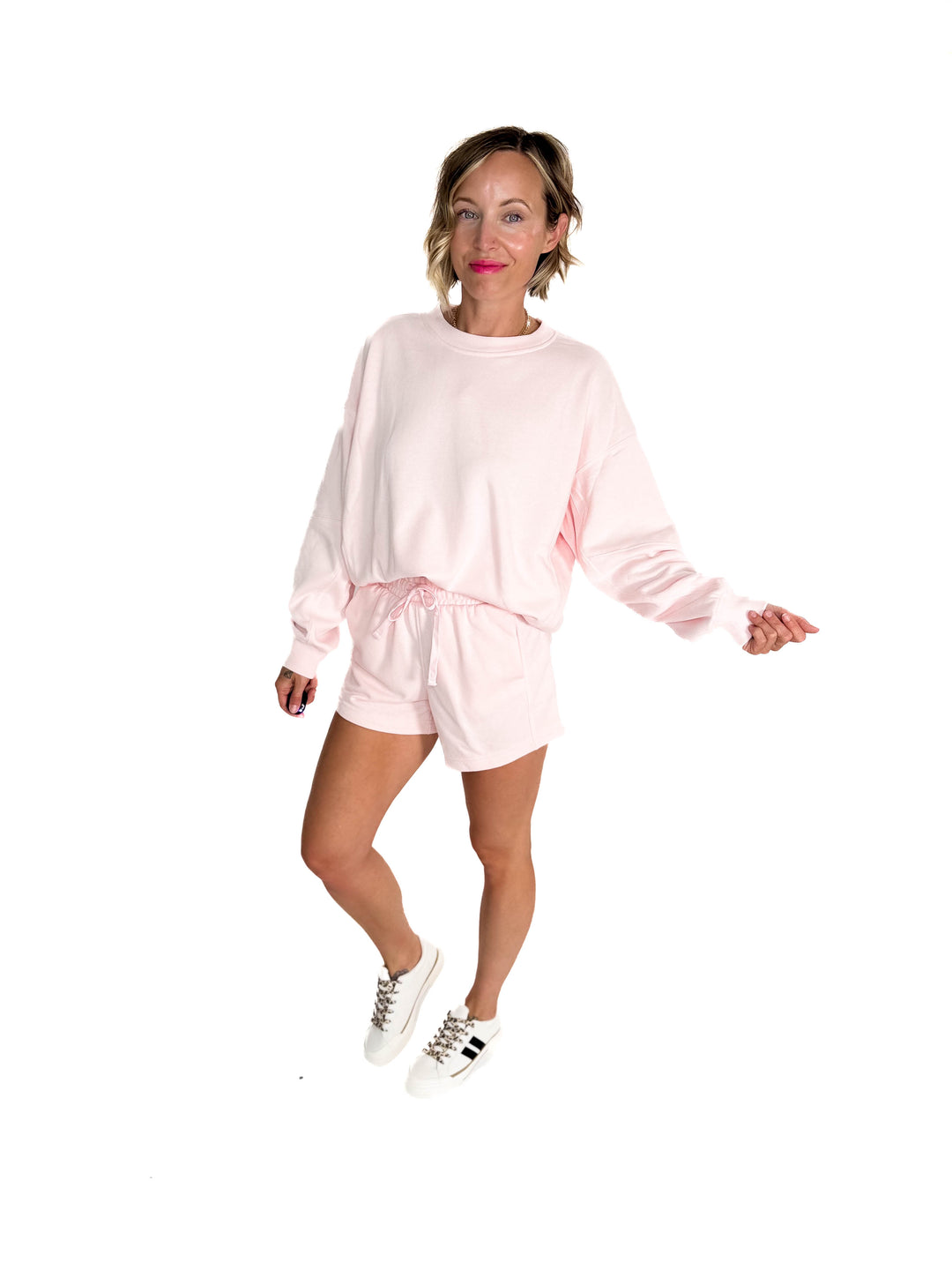 Karla French Terry Basic Shorts- SEASHELL PINK-FINAL SALE
