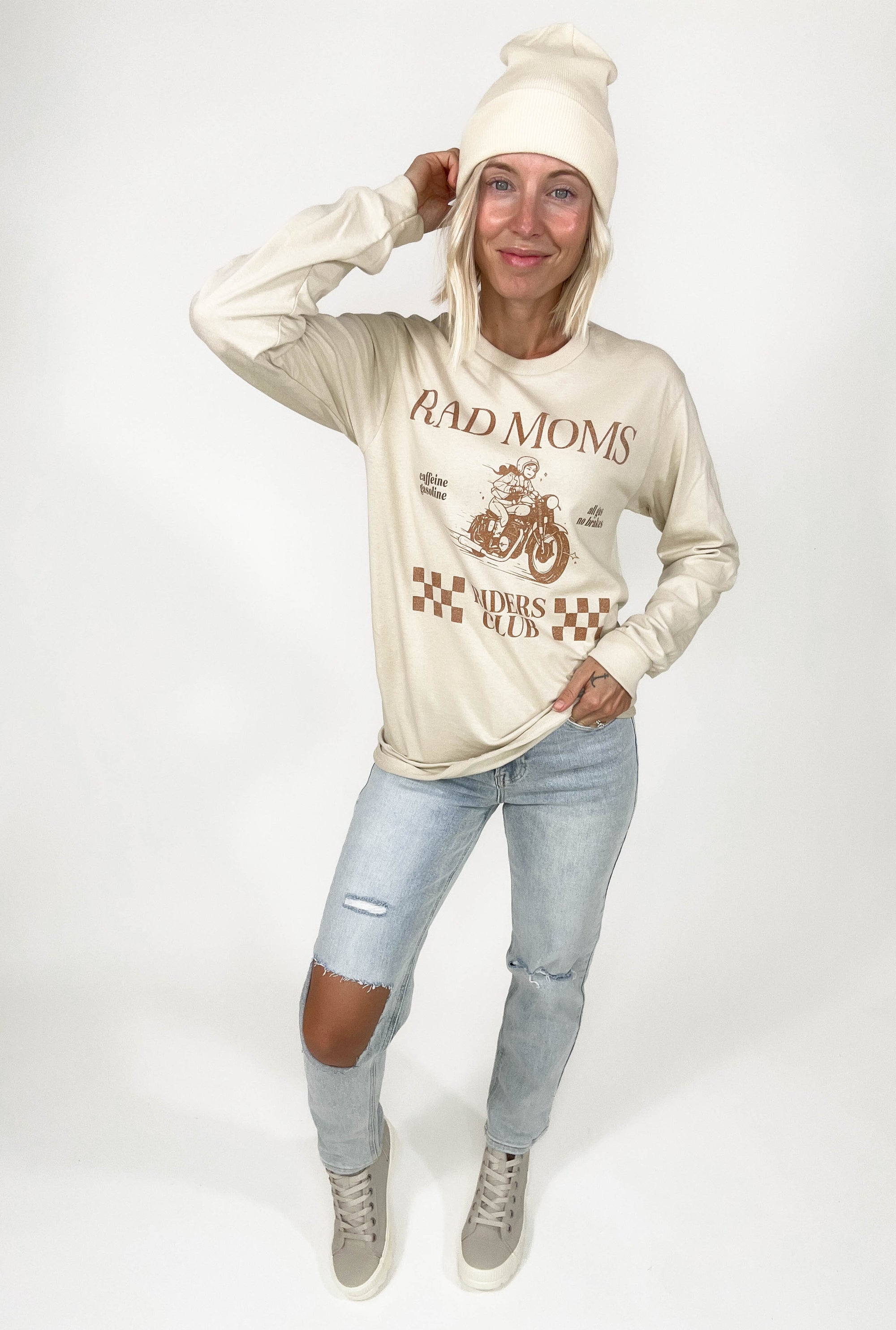 Rad Moms Riders Club Long Sleeve- SAND