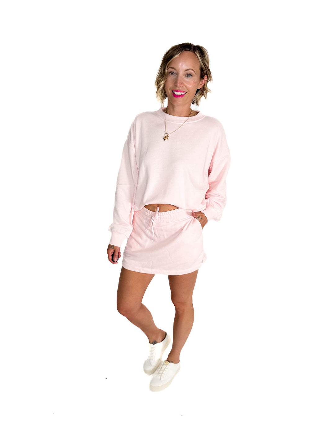 Karla French Terry Pullover- SEASHELL PINK-FINAL SALE