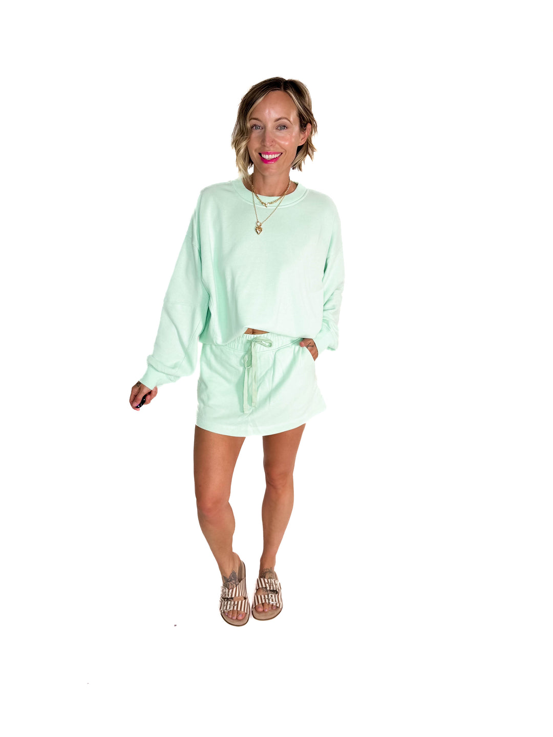 Karla French Terry Casual Skort- FRESH MINT-FINAL SALE