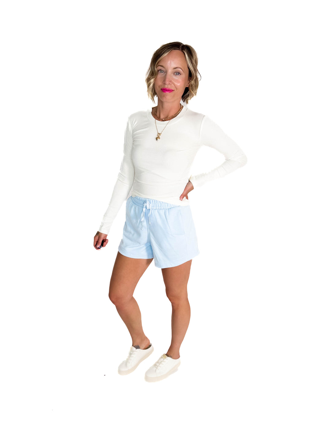 Karla French Terry Basic Shorts- ICE BLUE-FINAL SALE
