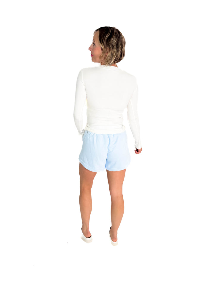Karla French Terry Basic Shorts- ICE BLUE-FINAL SALE