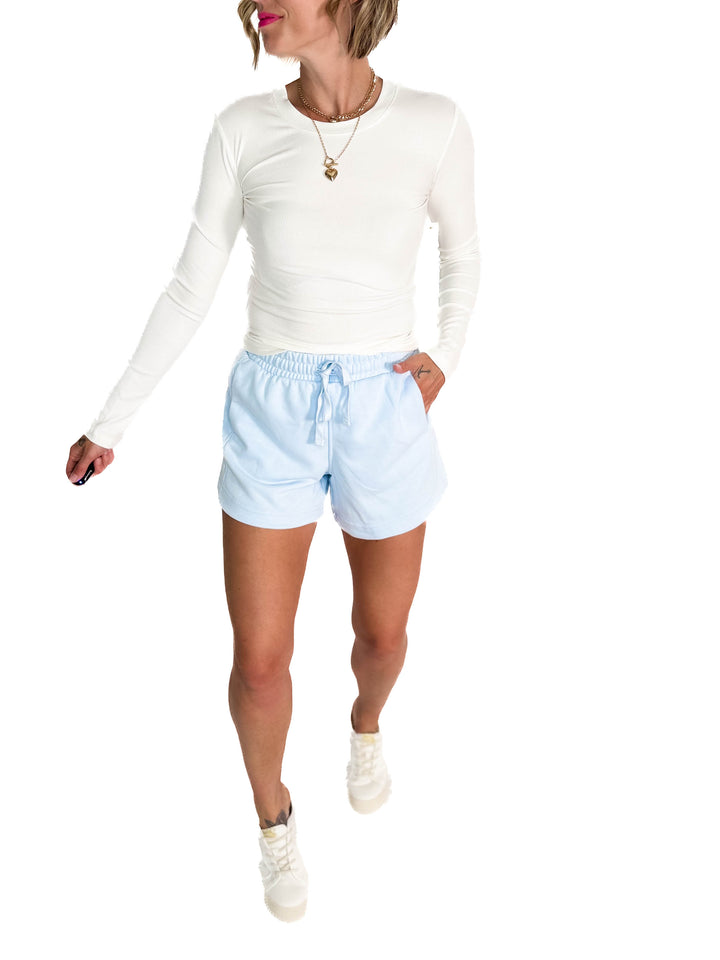 Karla French Terry Basic Shorts- ICE BLUE-FINAL SALE