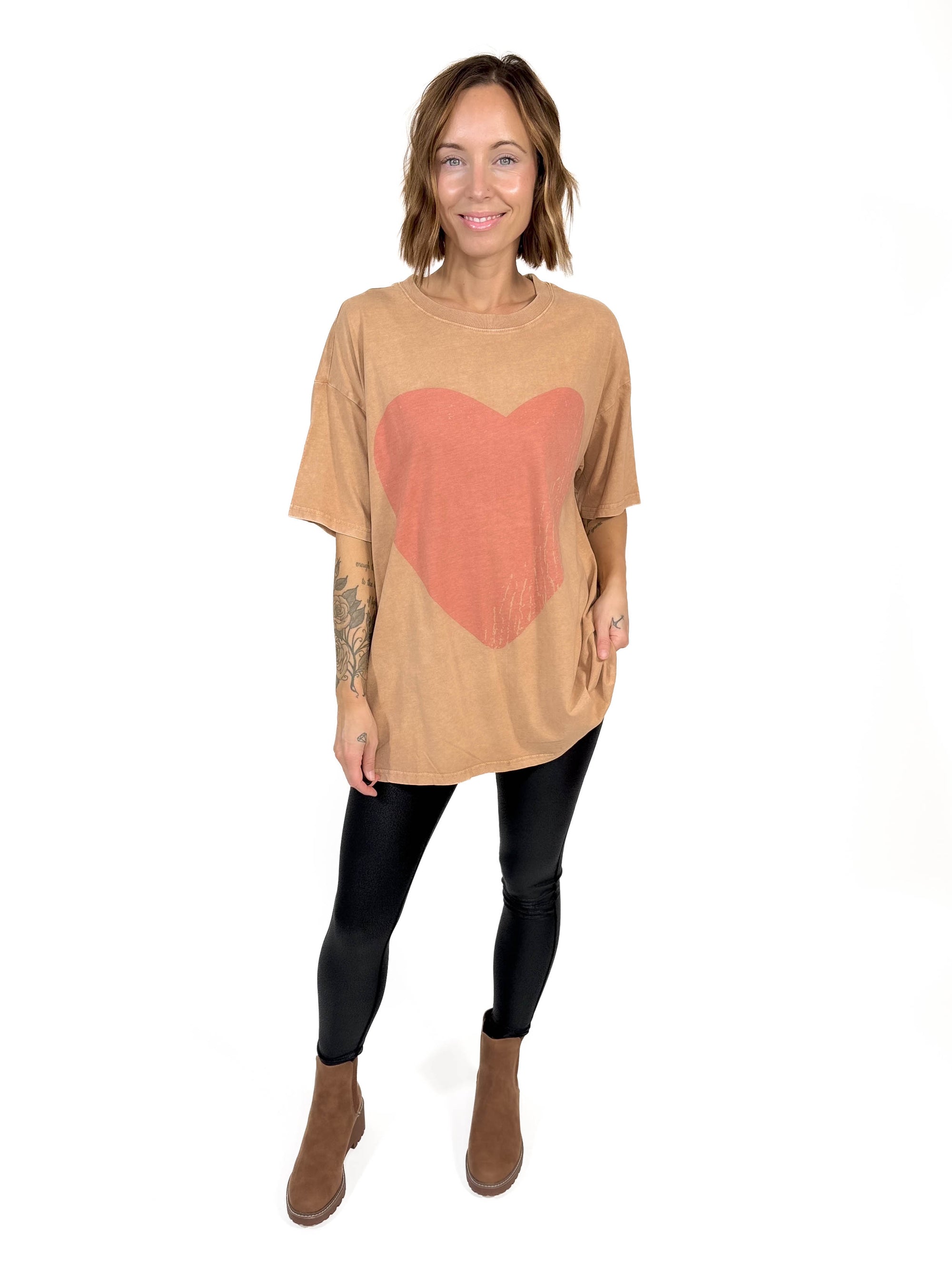 More Love Faded Tunic Top- CAPPUCCINO