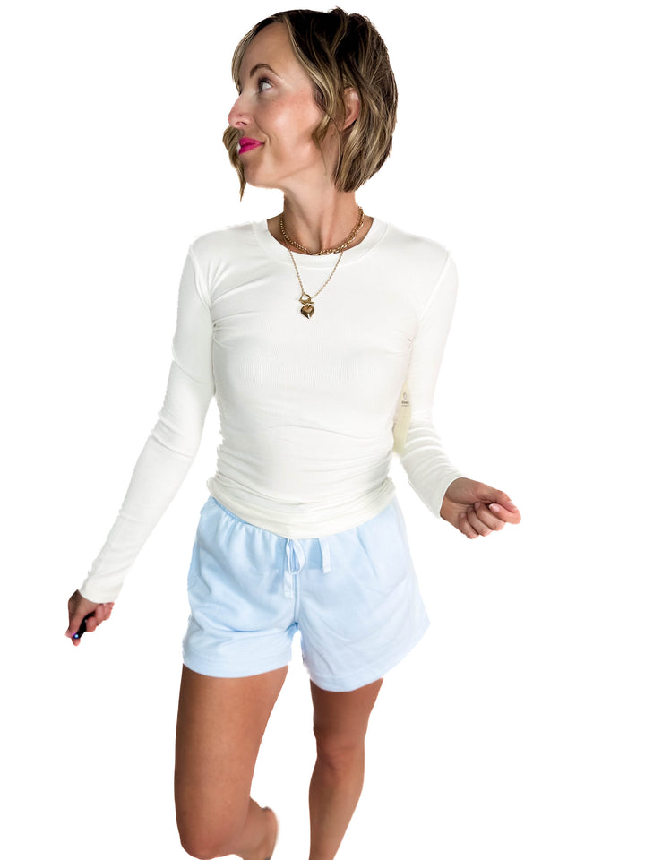 Karla French Terry Basic Shorts- ICE BLUE-FINAL SALE