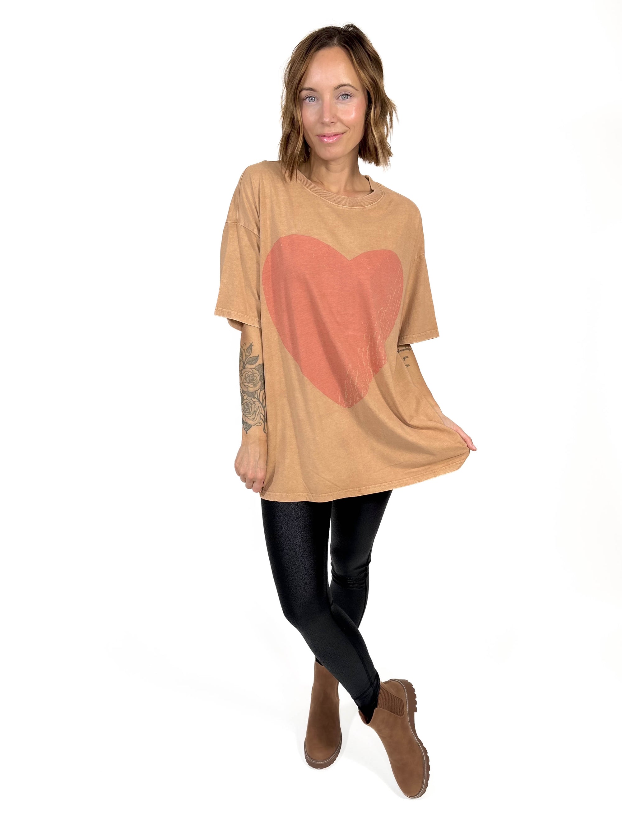 More Love Faded Tunic Top- CAPPUCCINO