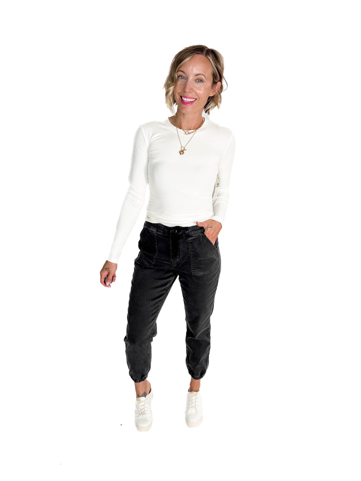 Shelly High Rise Jogger- CHARCOAL BLACK