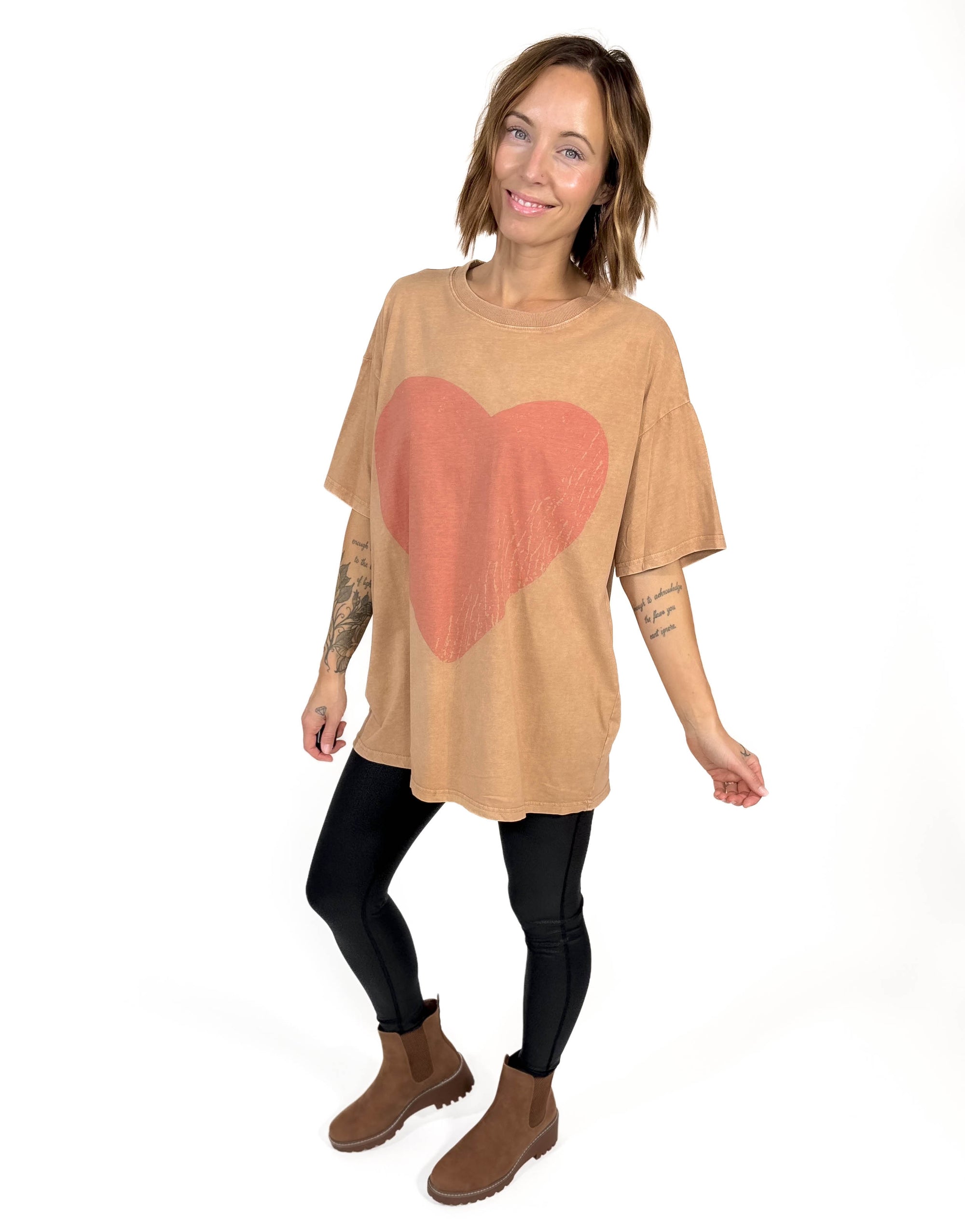 More Love Faded Tunic Top- CAPPUCCINO