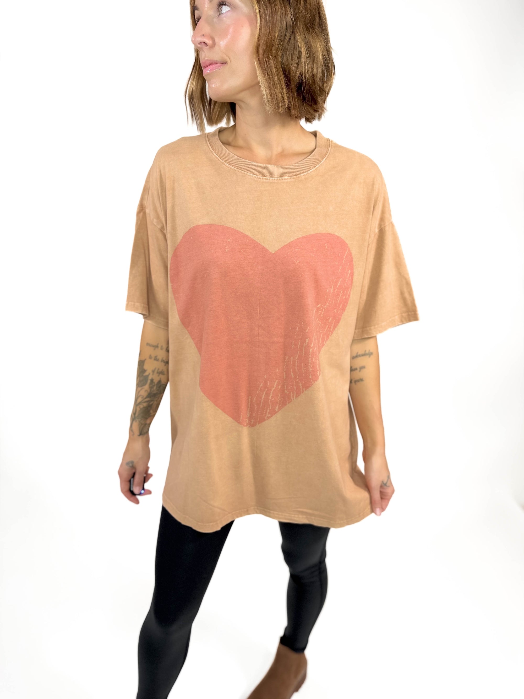 More Love Faded Tunic Top- CAPPUCCINO