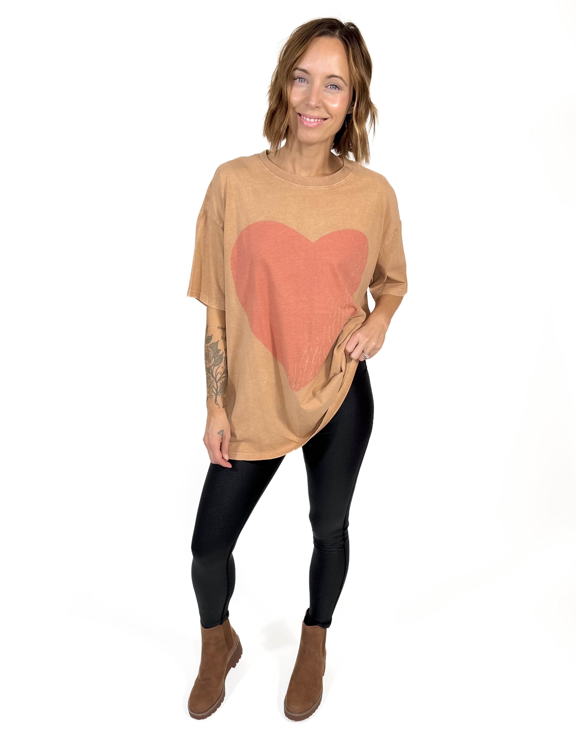 More Love Faded Tunic Top- CAPPUCCINO