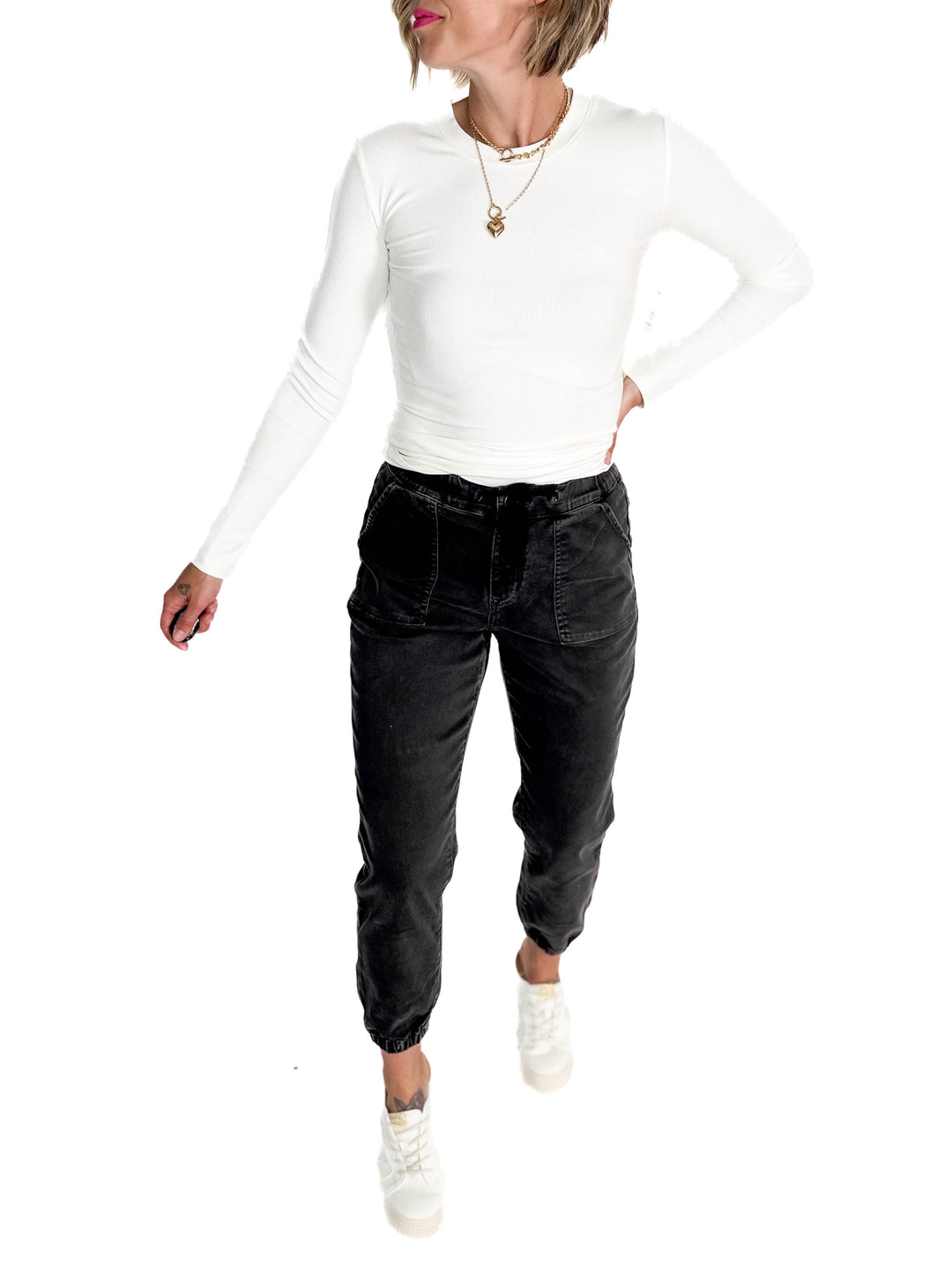 Shelly High Rise Jogger- CHARCOAL BLACK