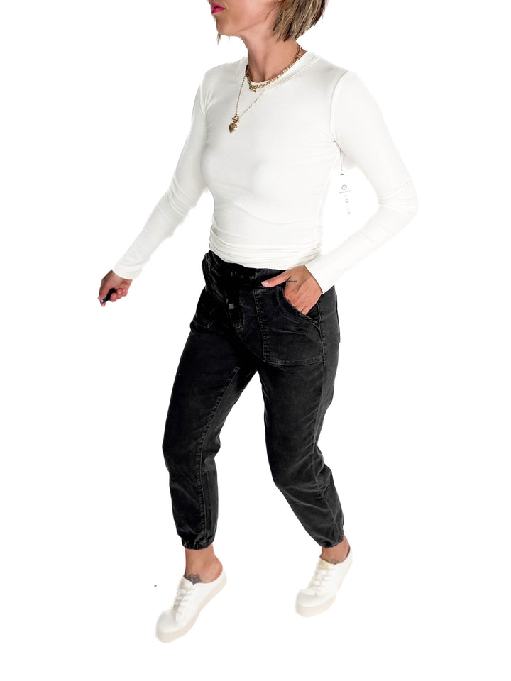 Shelly High Rise Jogger- CHARCOAL BLACK