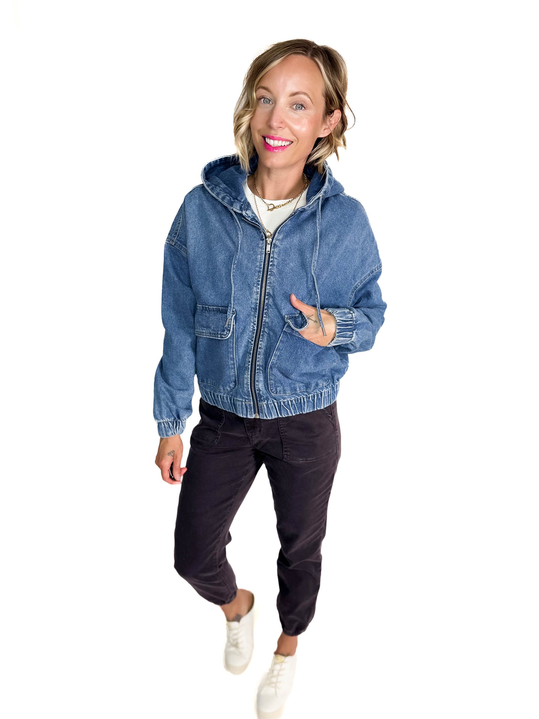 ONLY Kenzie Denim Hoodie Jacket- MEDIUM WASH **PRE-ORDER ETA AUG 8**
