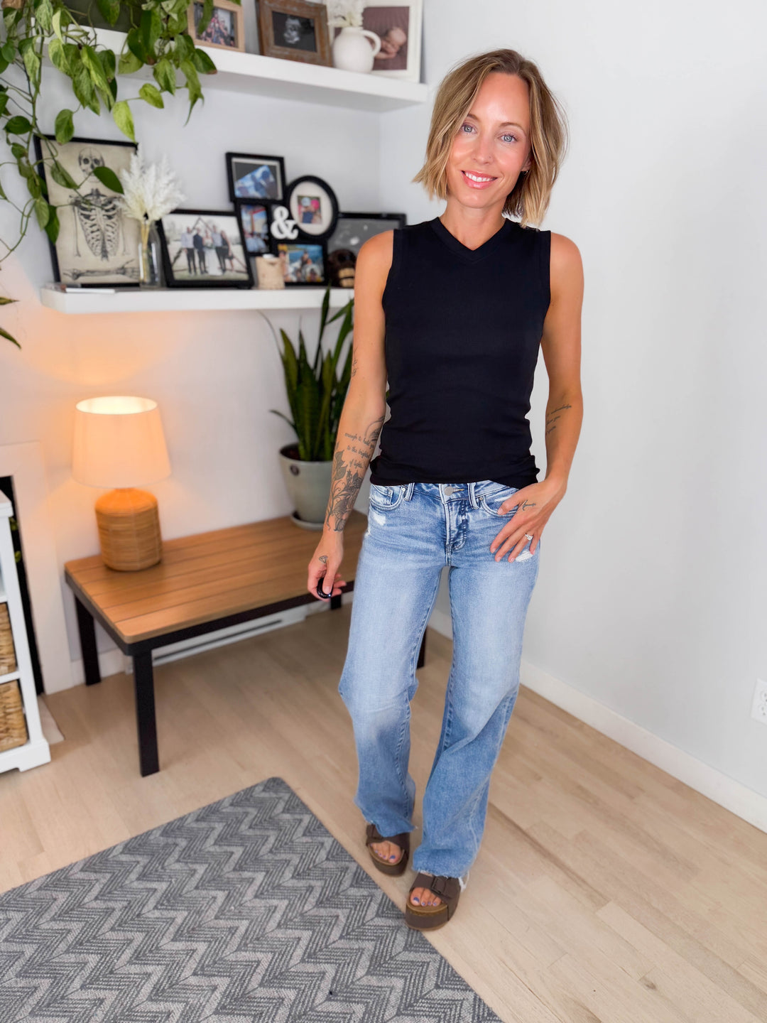 Only Organic Cotton Colbie V-Neck Tank Top- BLACK
