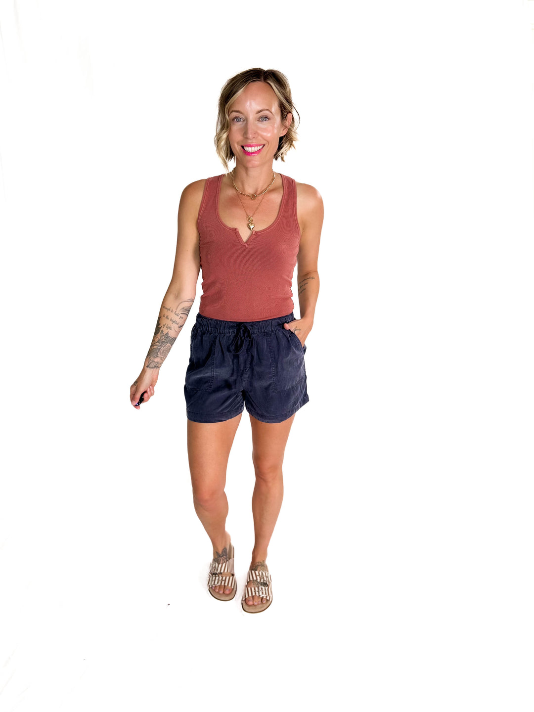 Jennifer Classic Ribbed Basic Tank Top- CHILLI OIL