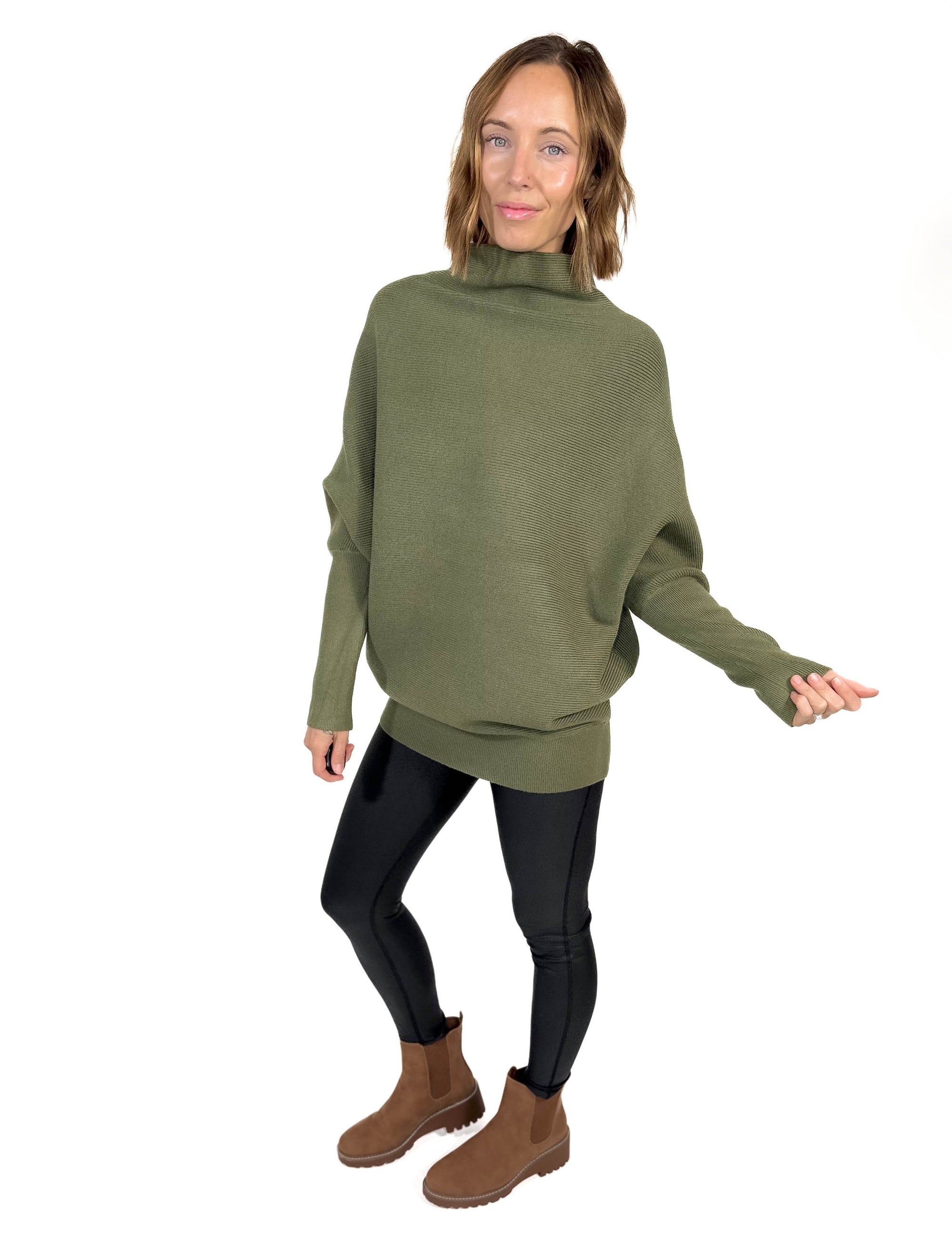 Marley Dolman Sweater- LIGHT OLIVE