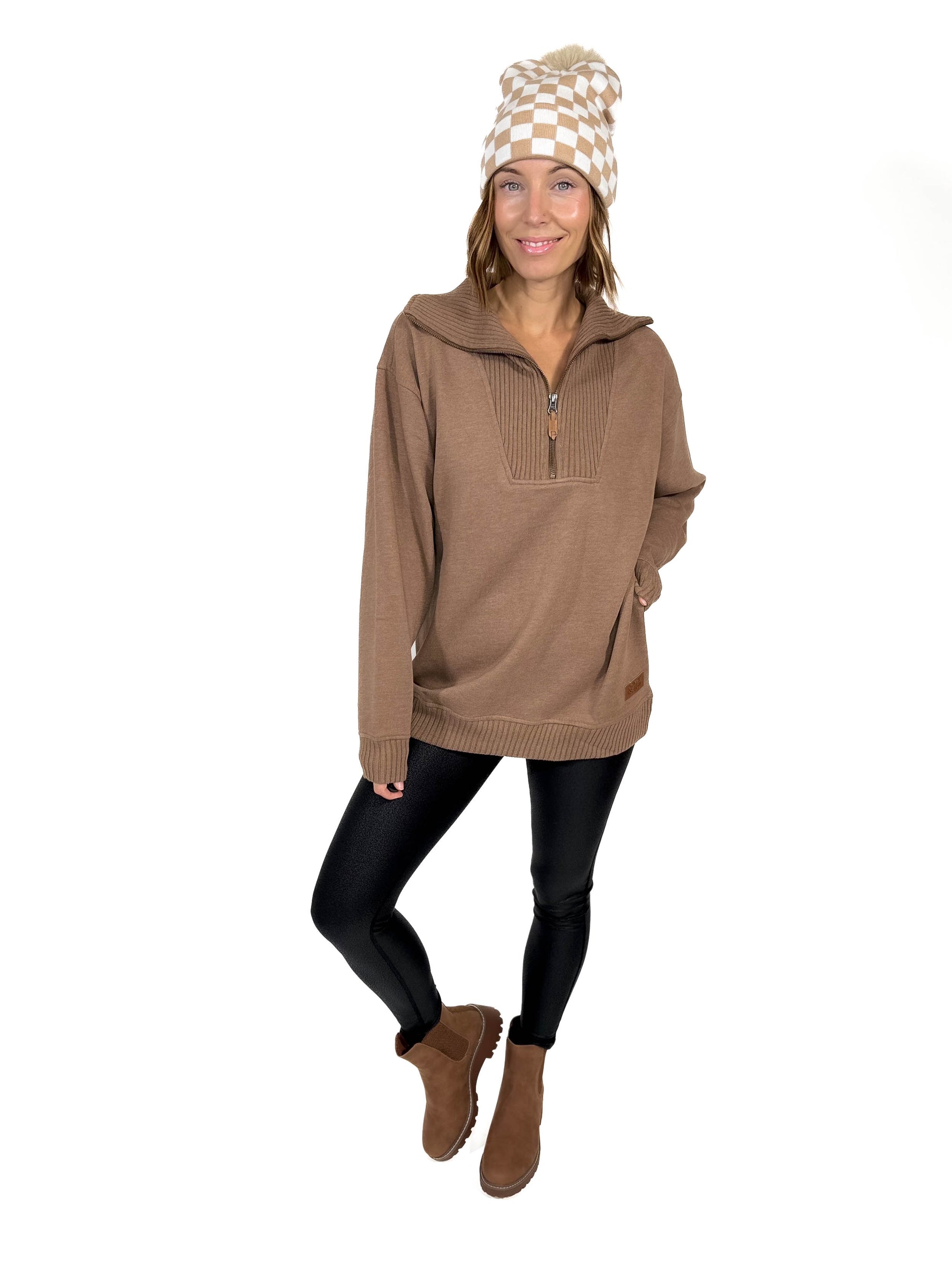 Thelma Mock Neck Fleece- ACORN