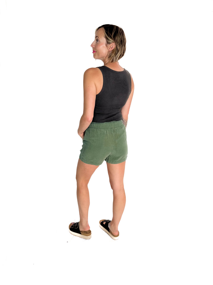 Anna Tencel Shorts With Drawstring- PINE-FINAL SALE