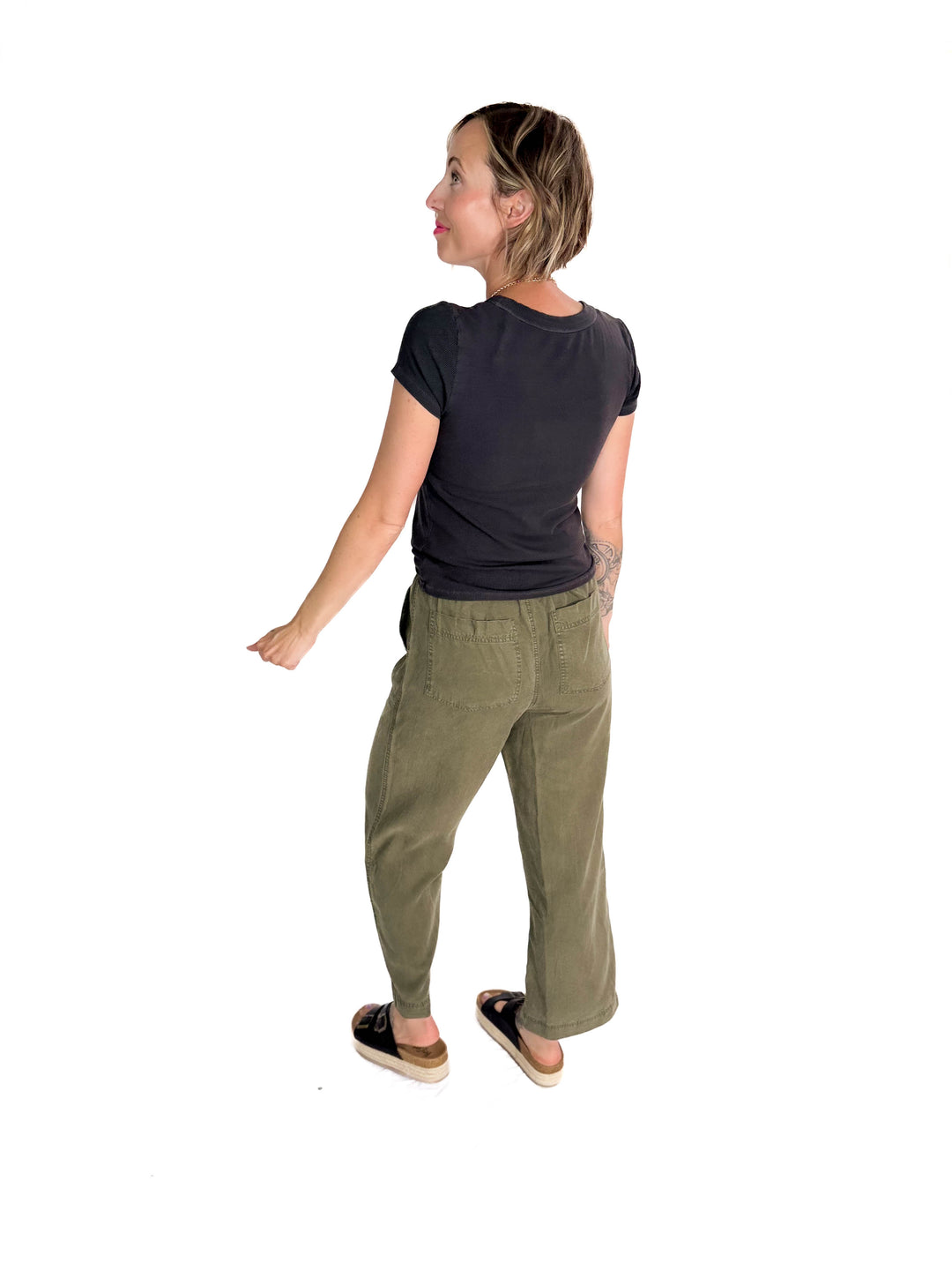 Mackenzie Wide Leg Tencel Pants- DARK OLIVE