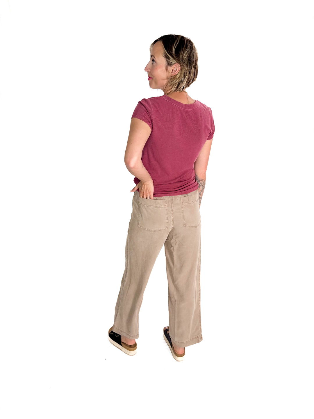 Mackenzie Wide Leg Tencel Pants- HAZELNUT